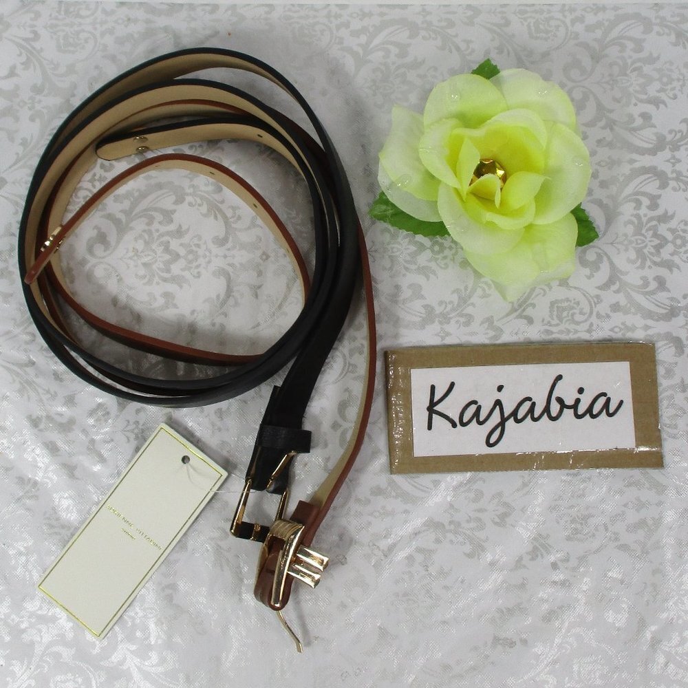 ADRIENNE VITTADINI Tan & Black Belt Set NWT Size L/XL
